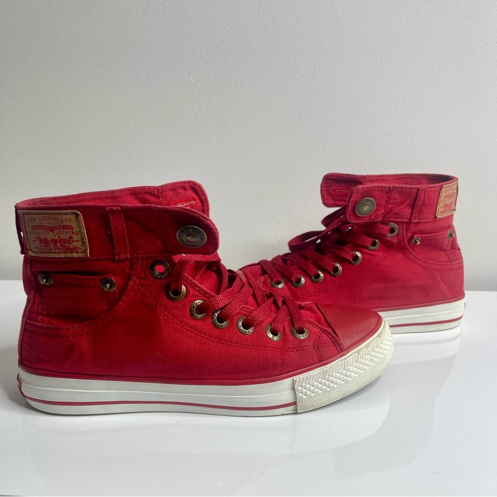 Levi's Red High-Top Canvas Sneakers